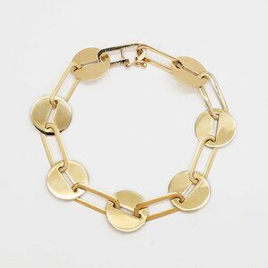 Chevo Designer Paperclip & Disc Link Tennis Bracelet 14k Gold